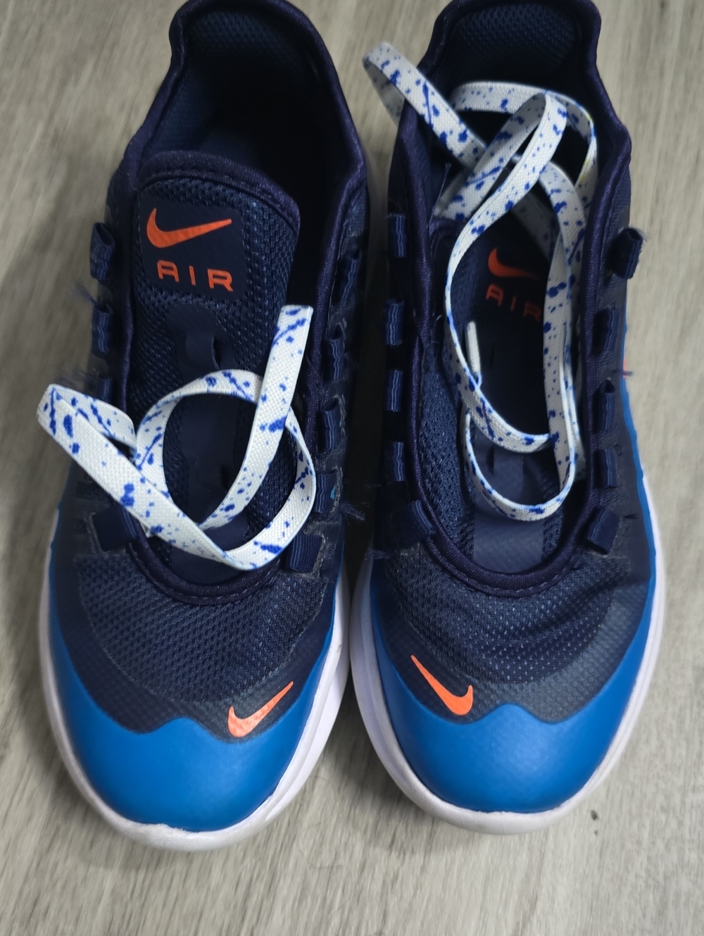 Nike Kids Navy and Blue Sneakers with Orange Swoosh